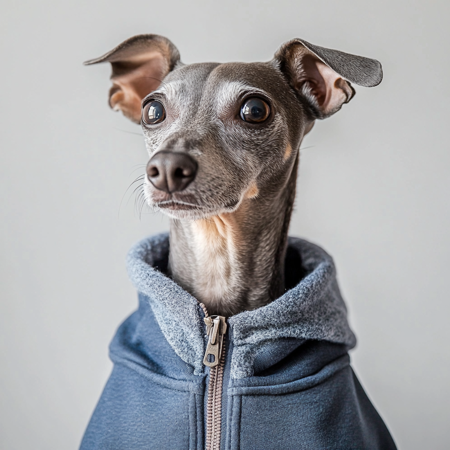 Italian Greyhound in Blue Hoodie