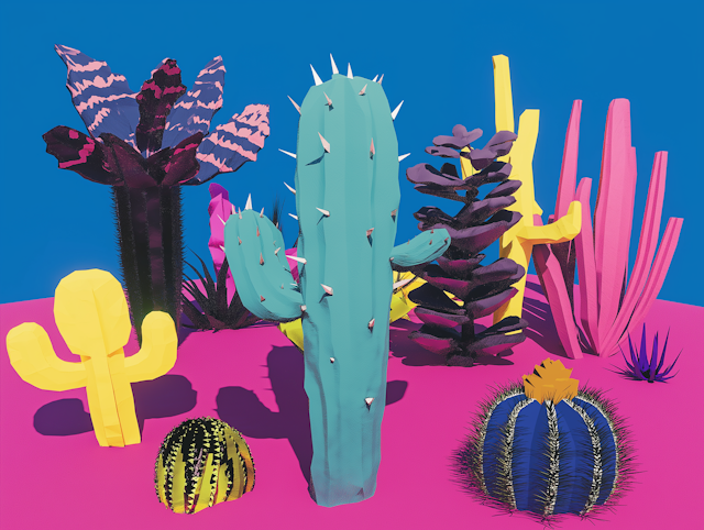 Surreal Cacti Landscape