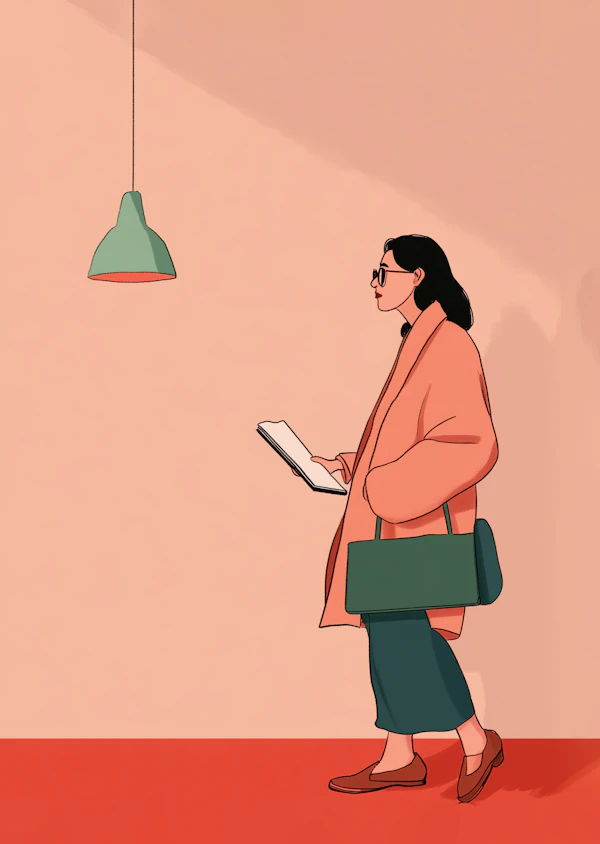 Stylish Woman Reading While Walking