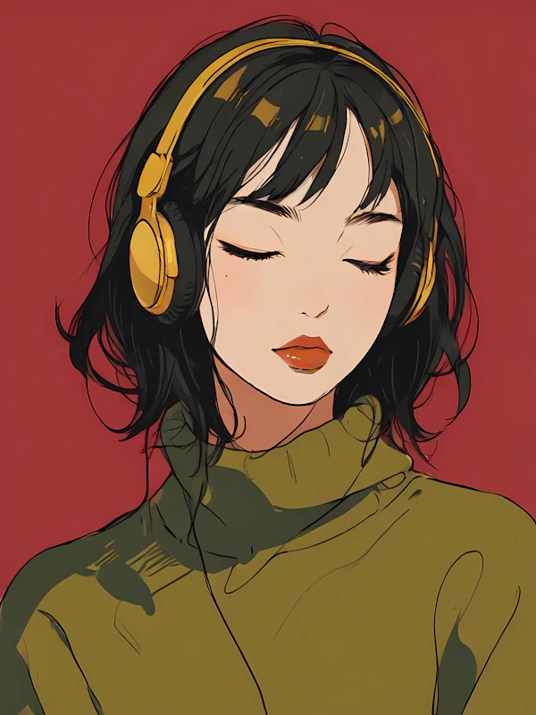 Woman Immersed in Music