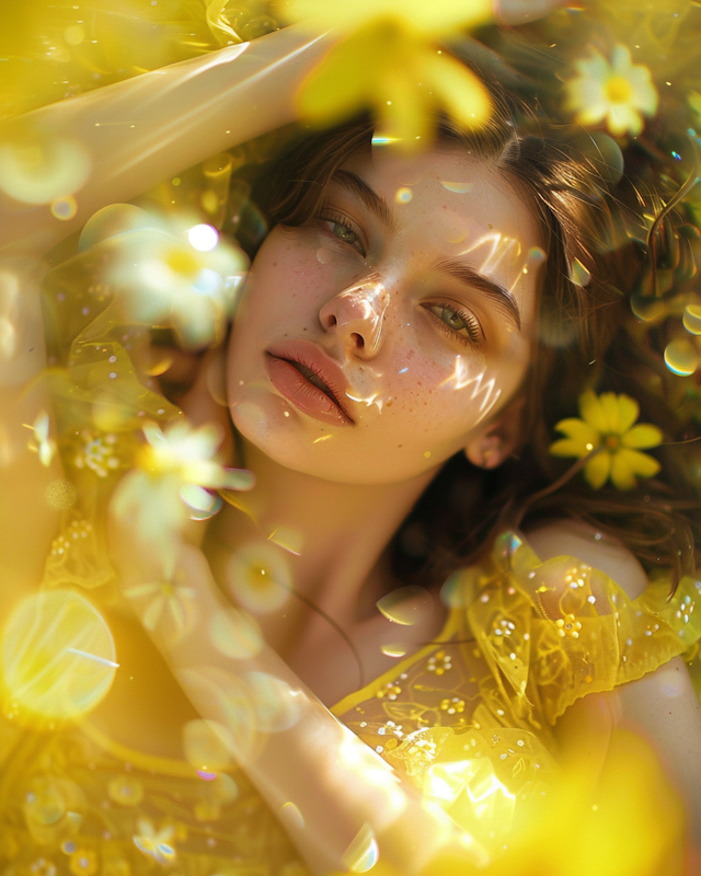 Serene Woman in a Field of Yellow