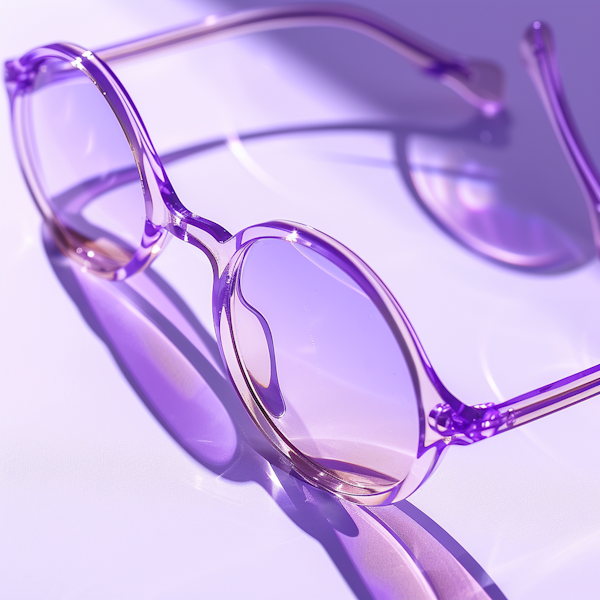 Purple Eyeglasses on Purple Background