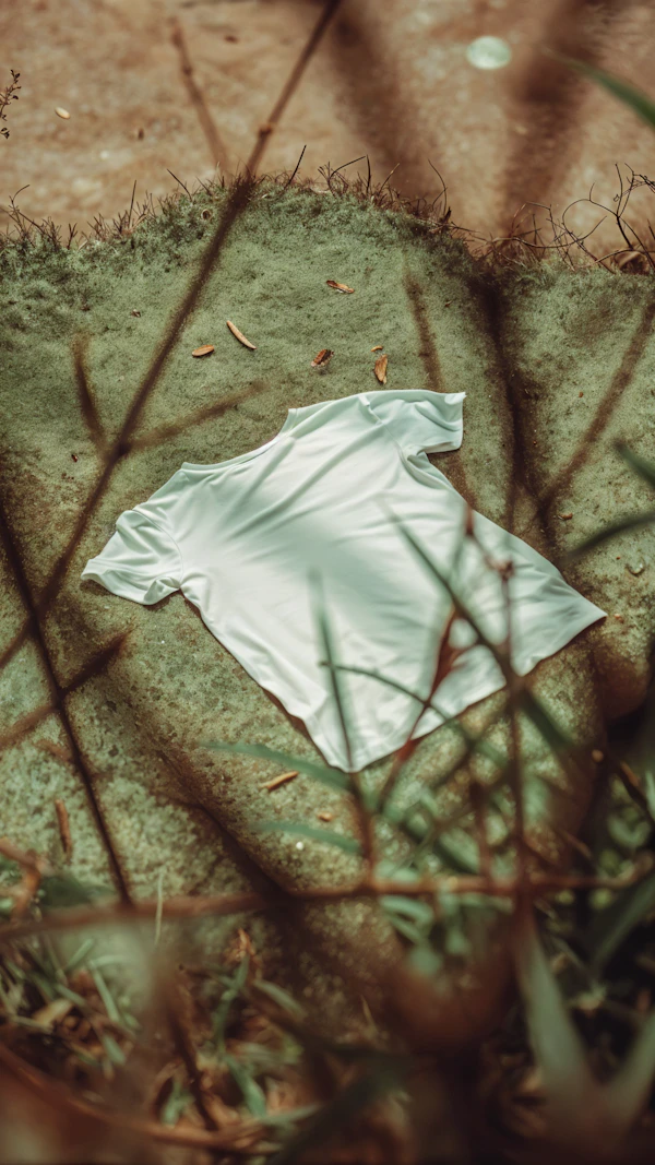 White T-shirt on Moss