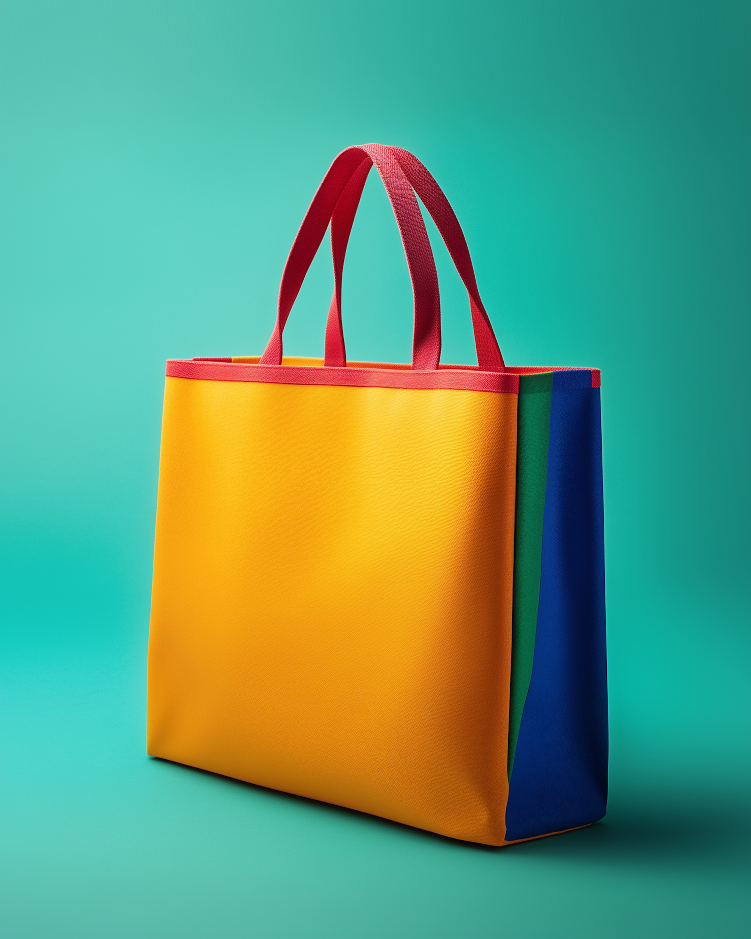 Vibrant Tote Bag on Turquoise Background