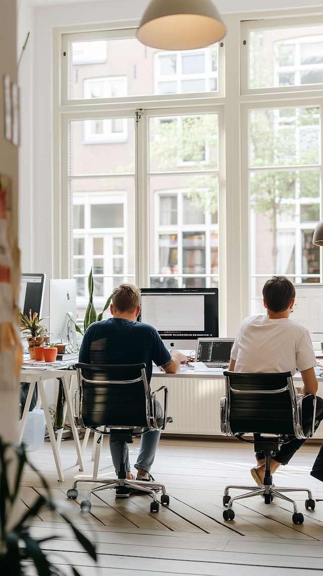 Serene Office Setting with Two Men Working