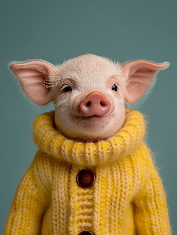 Cozy Piglet in Yellow Sweater