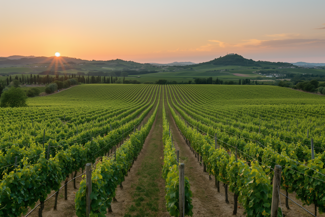 Sunset Over Vineyard