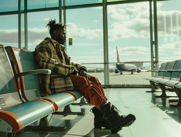 Solitary Traveler at Airport