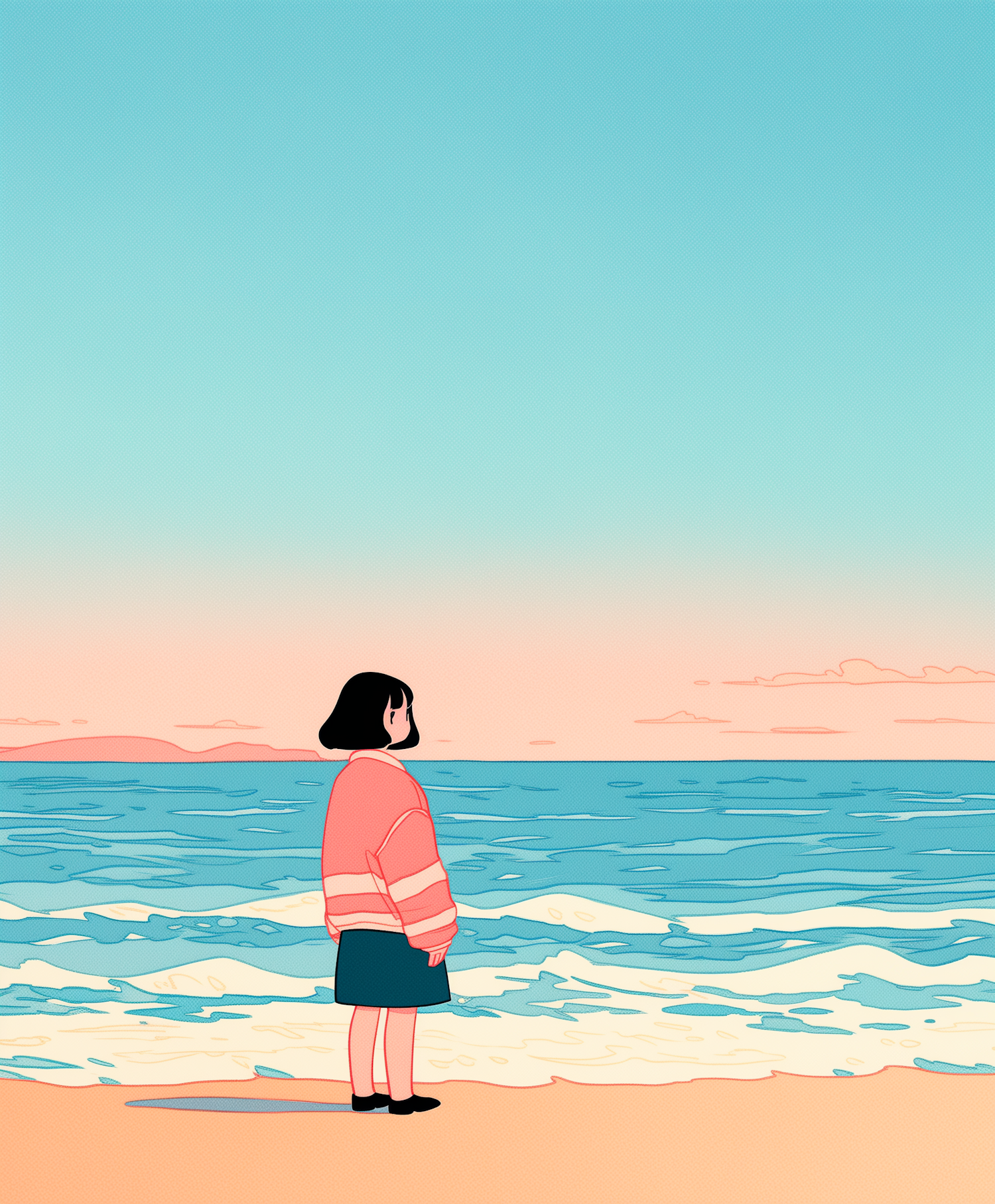 Contemplative Beach Scene