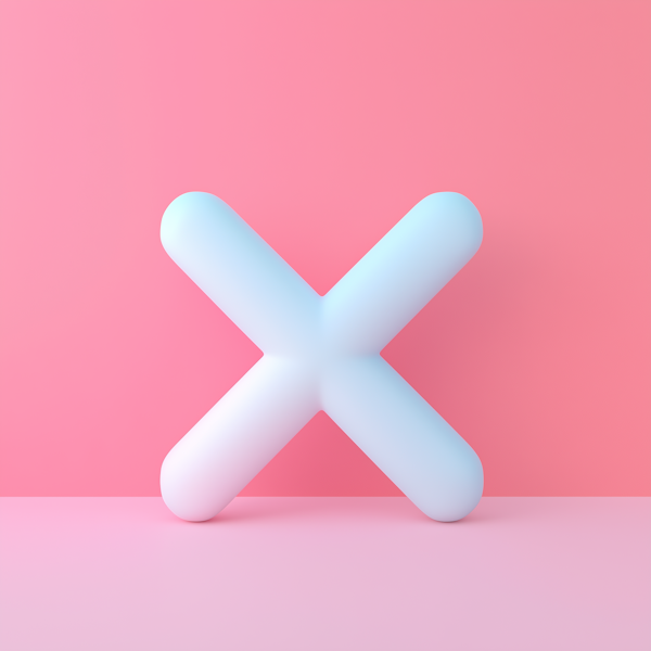 Pastel Blue 3D X on Pink Background