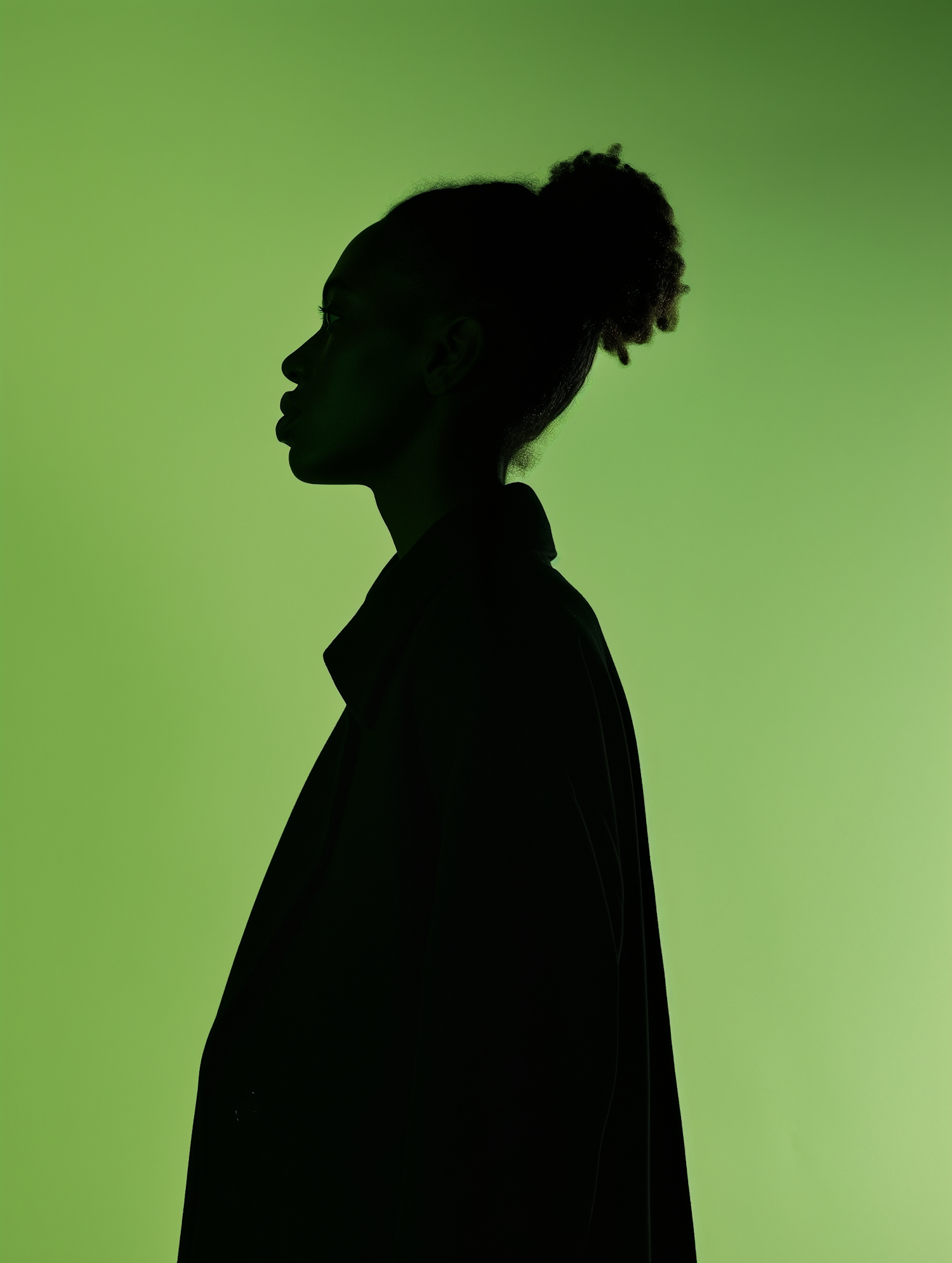 Silhouette of a Person on Lime Green