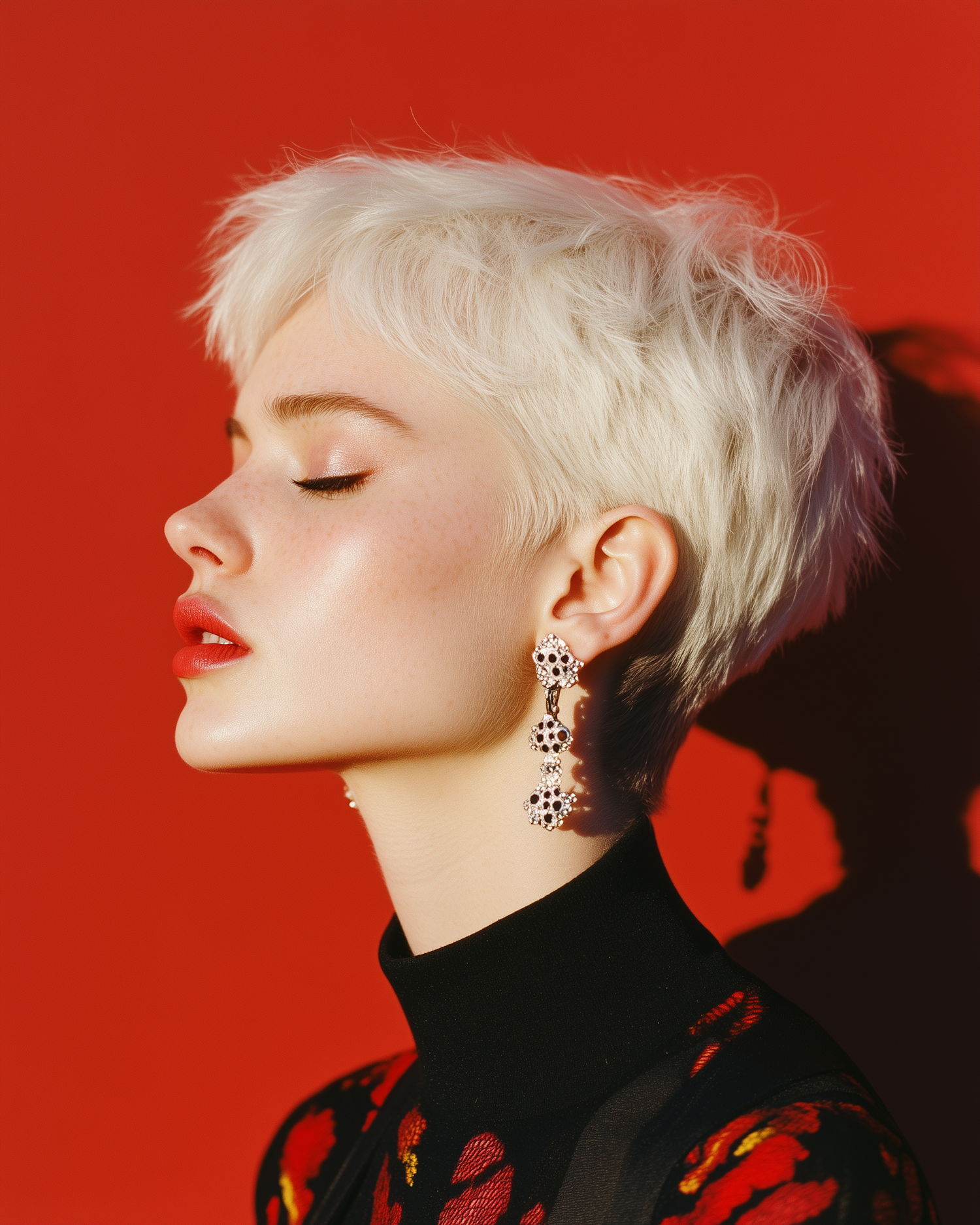 Striking Portrait with Platinum Blonde Hair