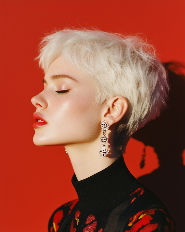 Striking Portrait with Platinum Blonde Hair