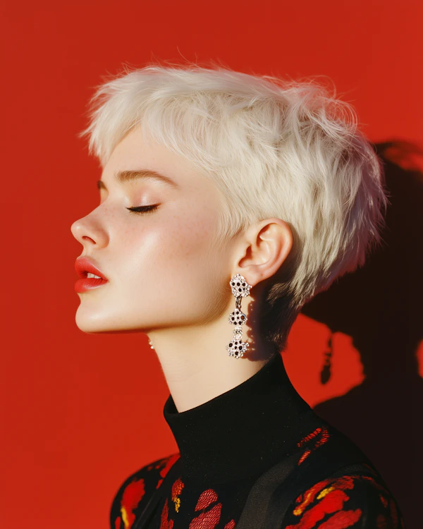 Striking Portrait with Platinum Blonde Hair
