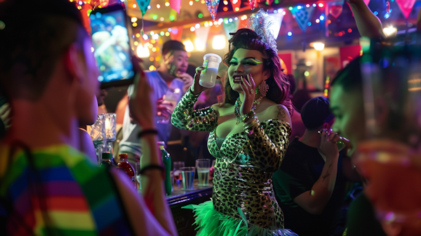 Pride Celebration at a Bar with Drag Queen