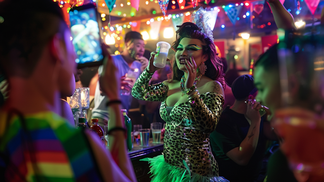 Pride Celebration at a Bar with Drag Queen