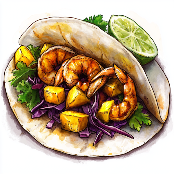 Vibrant Shrimp Taco Illustration