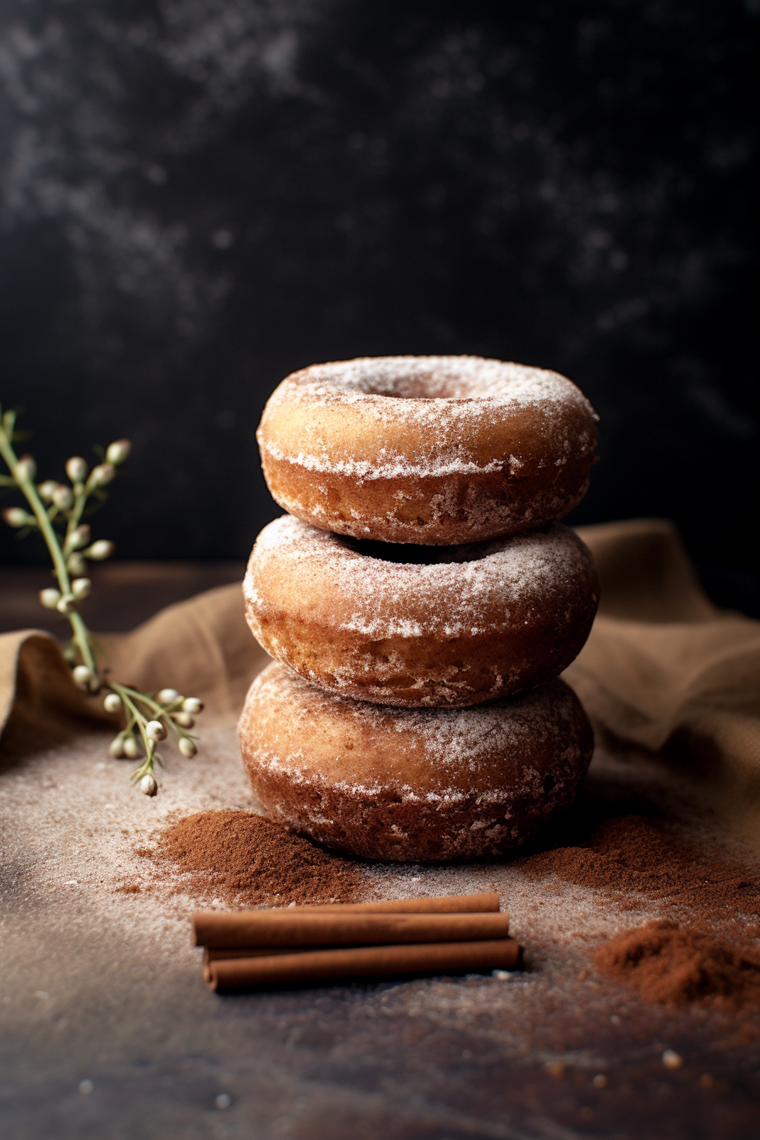 Trio of Cinnamon Sugar-Dusted Donuts