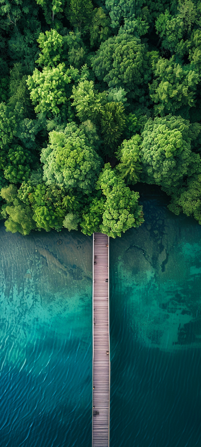 Aerial View of Wooden Pier and Nature