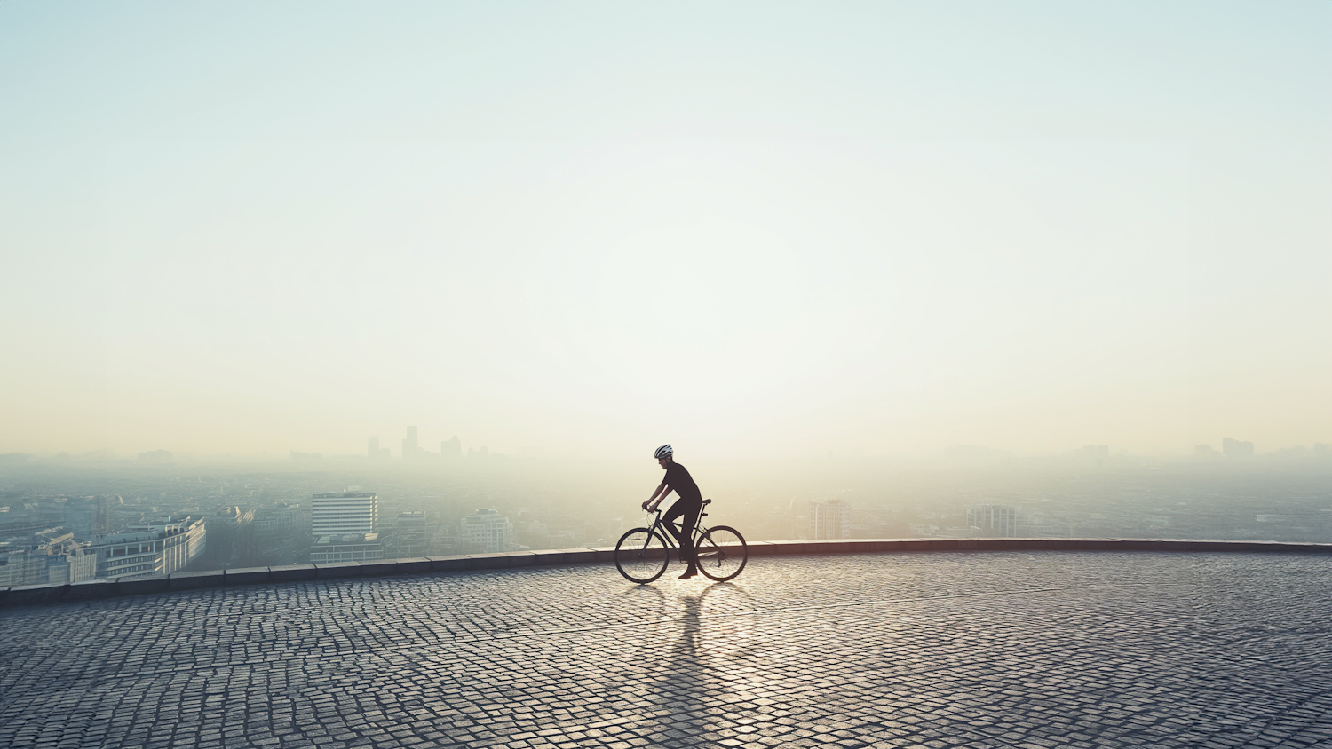 Solitary Dawn Ride on Cobblestone