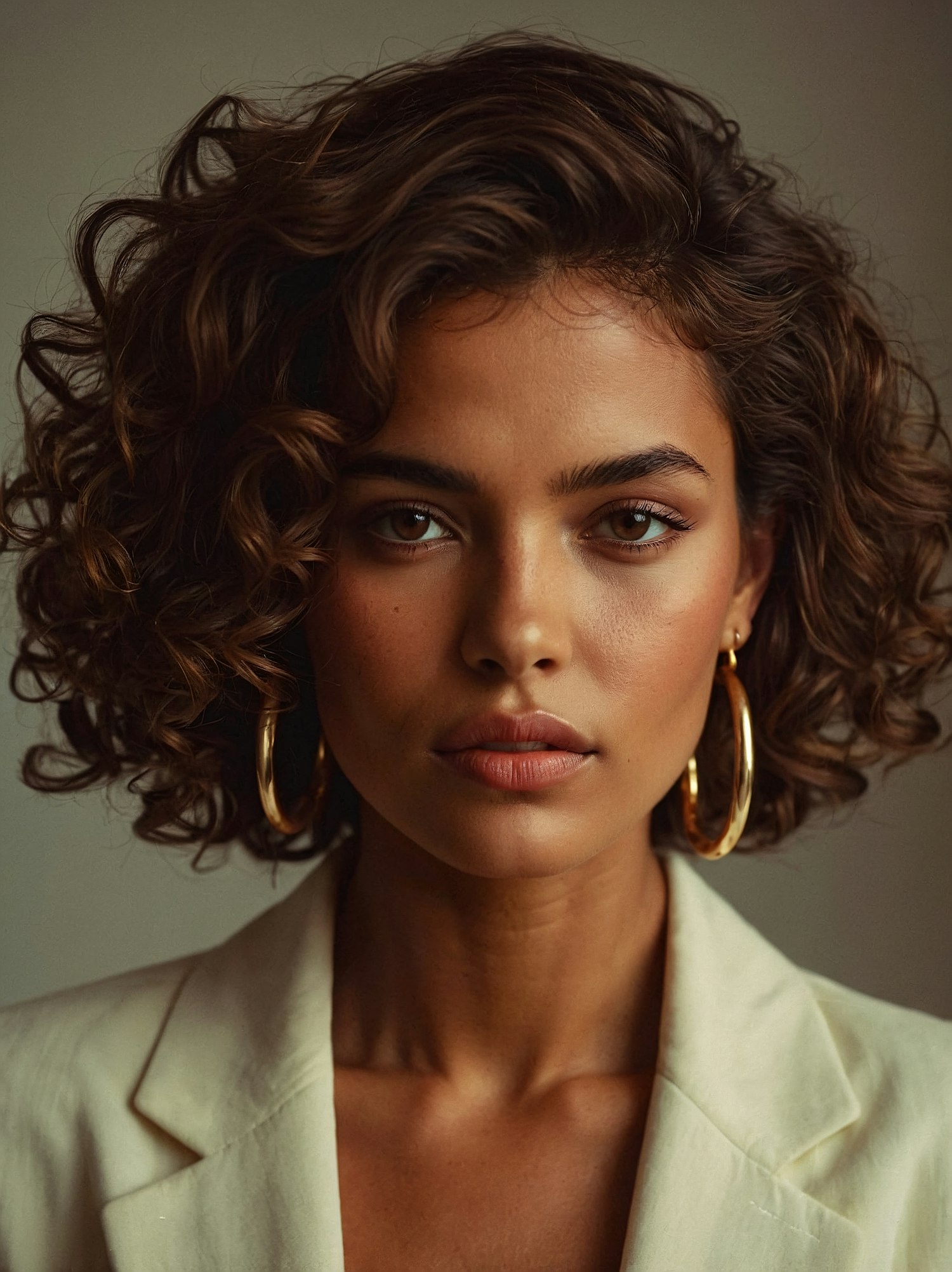 Portrait of a Woman with Curly Hair