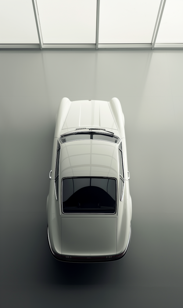 Overhead View of Modern White Car