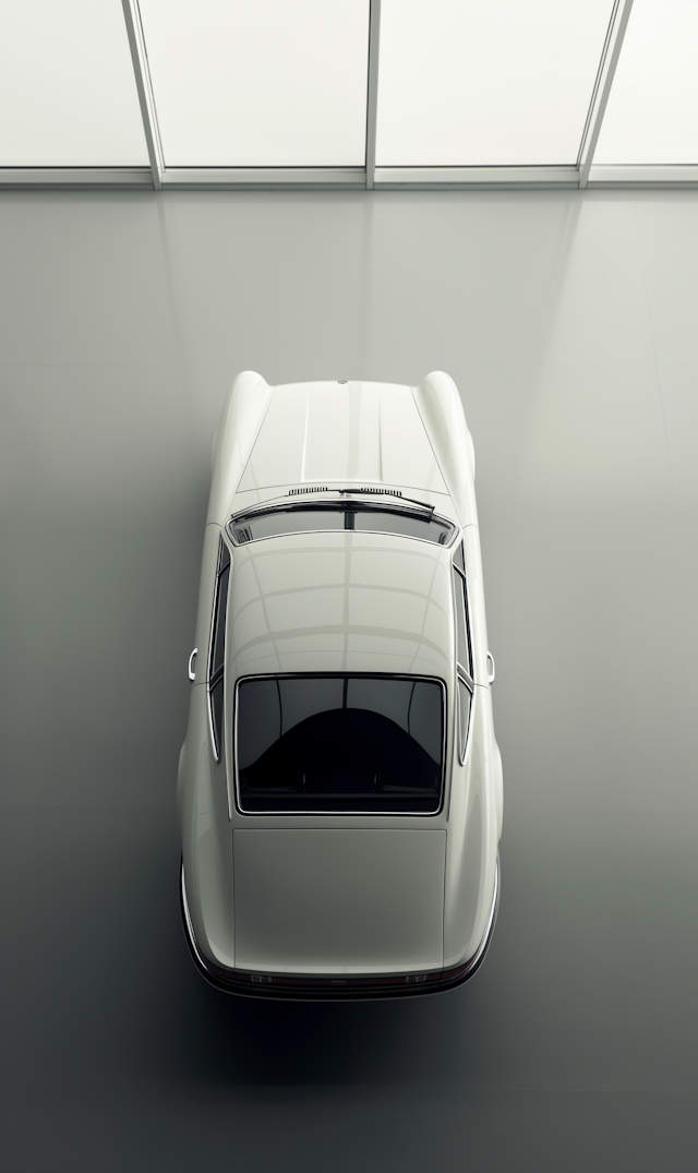 Overhead View of Modern White Car