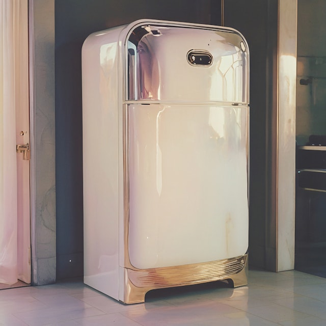 Vintage Refrigerator with Gold Accents