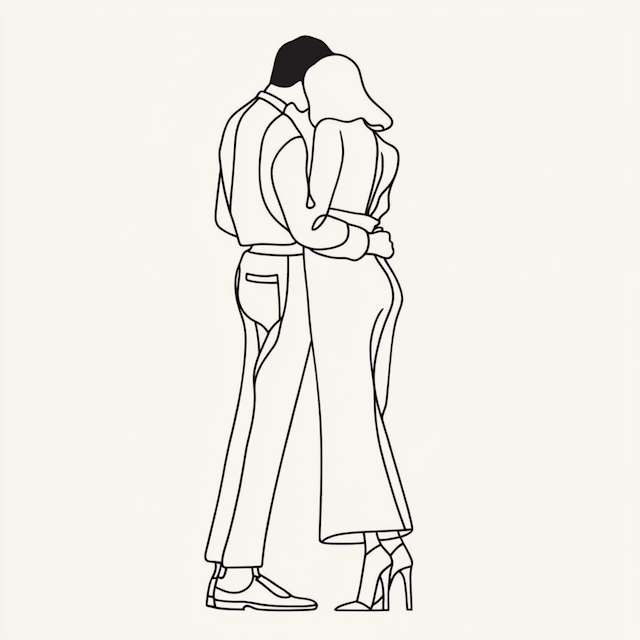 Intimate Embrace Line Drawing