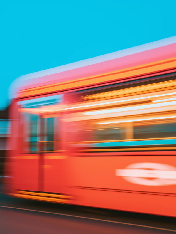 Dynamic Red Bus in Motion