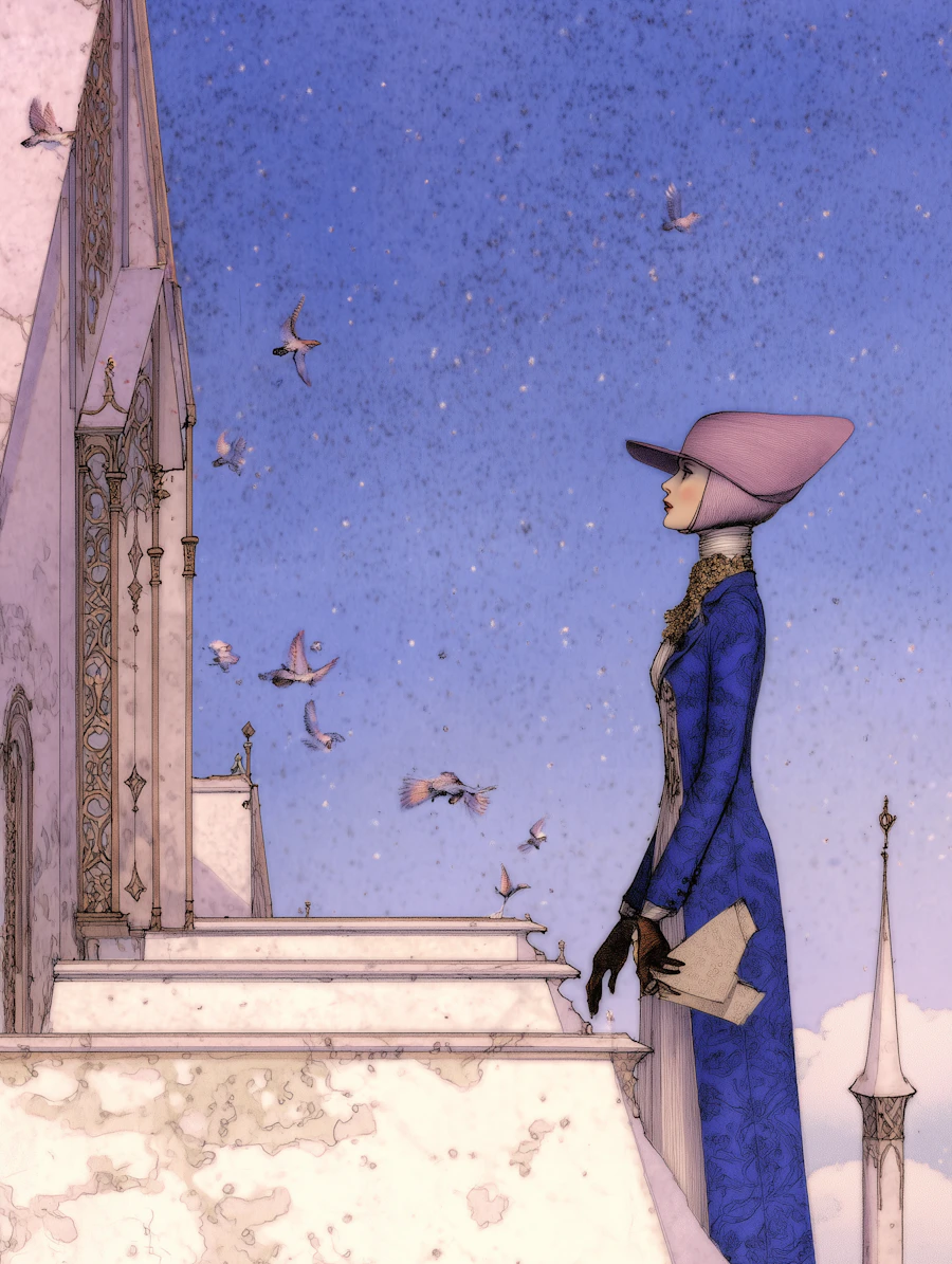 Elegant Woman on Terrace