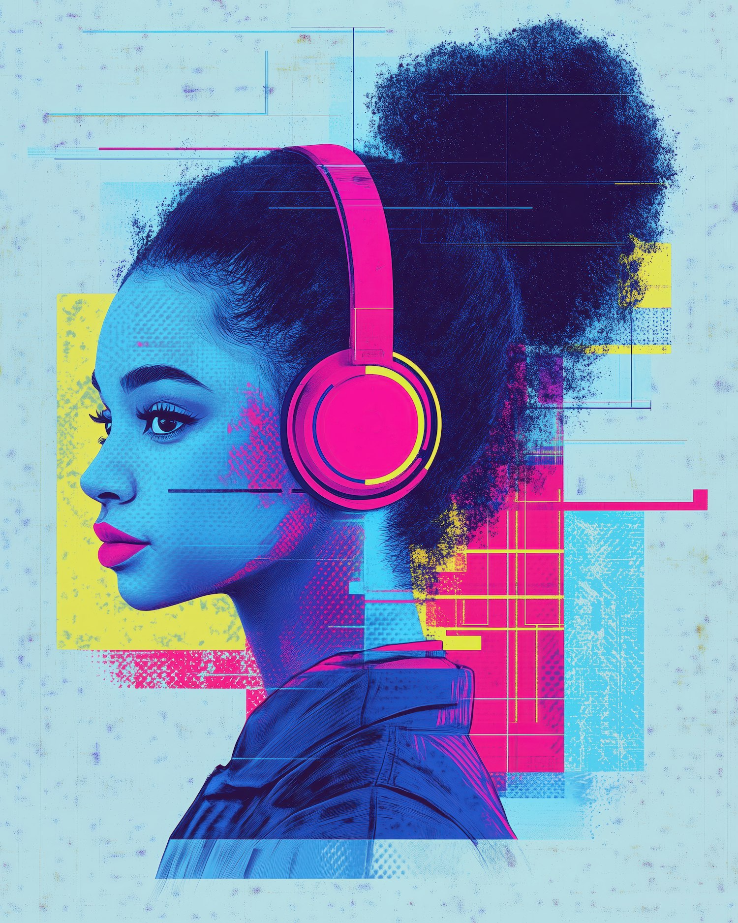 Stylized Portrait with Headphones