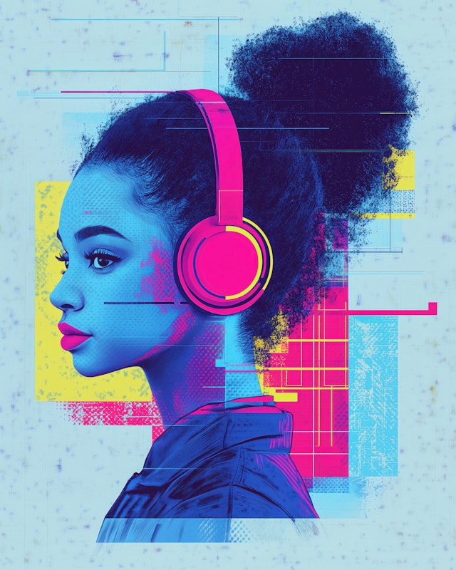 Stylized Portrait with Headphones