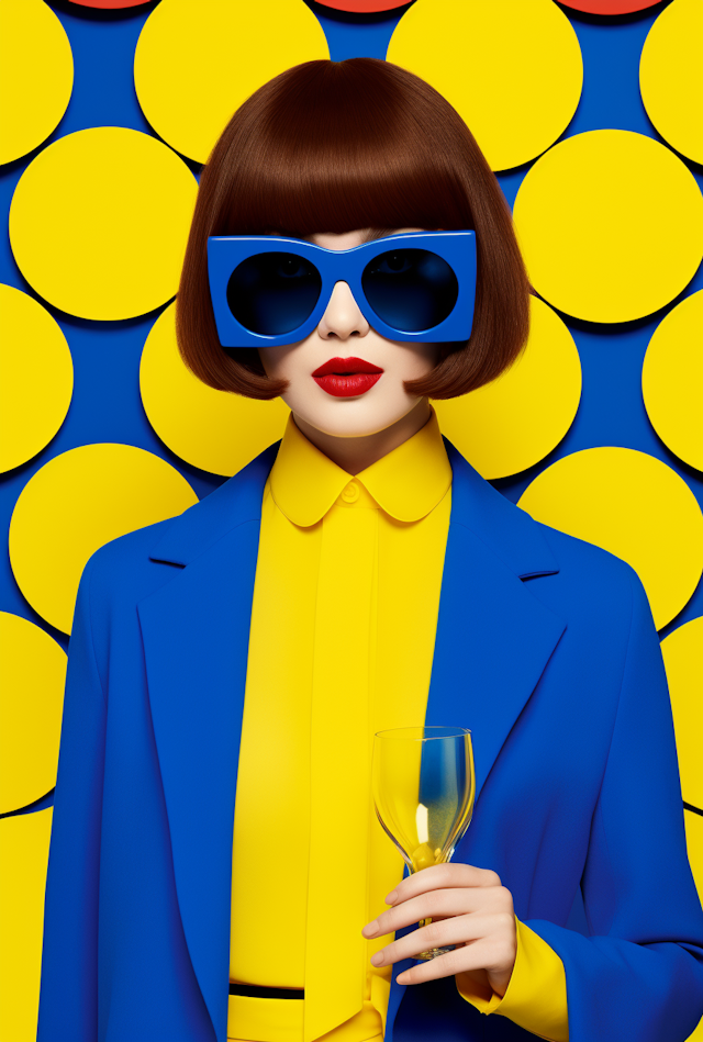 RetroChic Elegance in Blue and Yellow