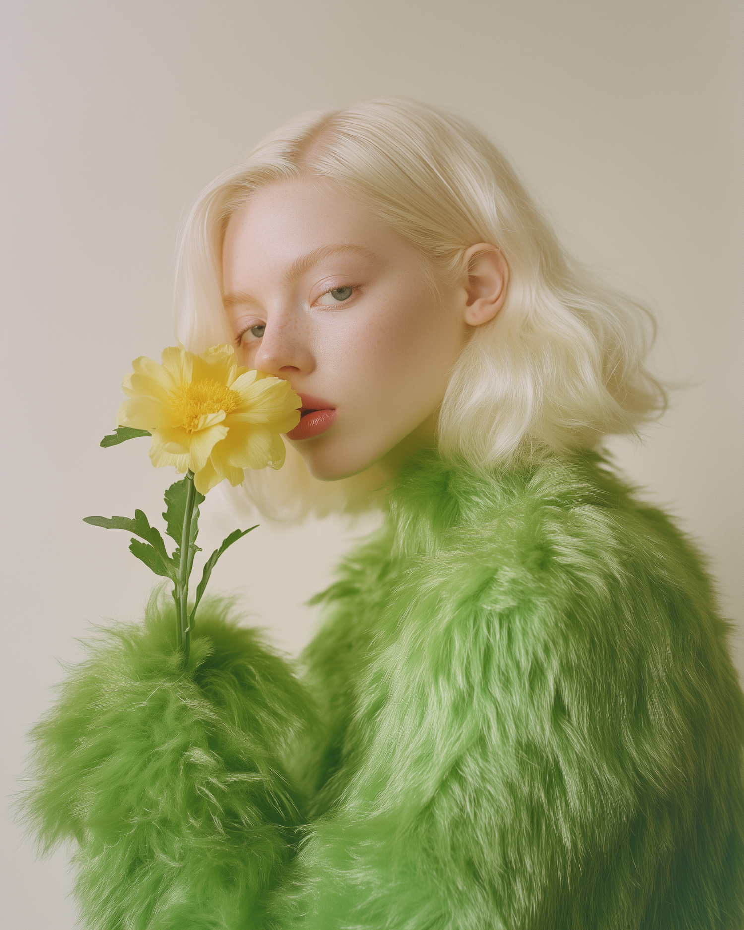 Blonde Woman with Flower