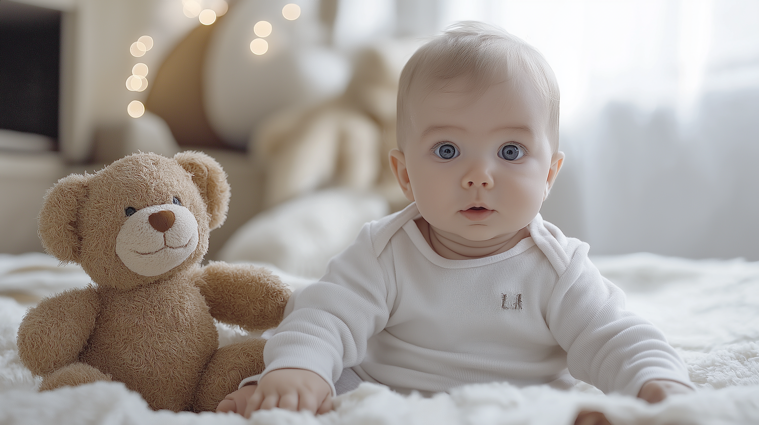 Tranquil Baby with Teddy Bear