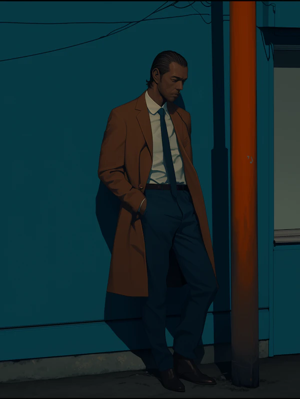 Man by Blue Wall