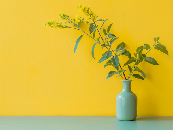 Vibrant Blue Vase with Yellow Flowers