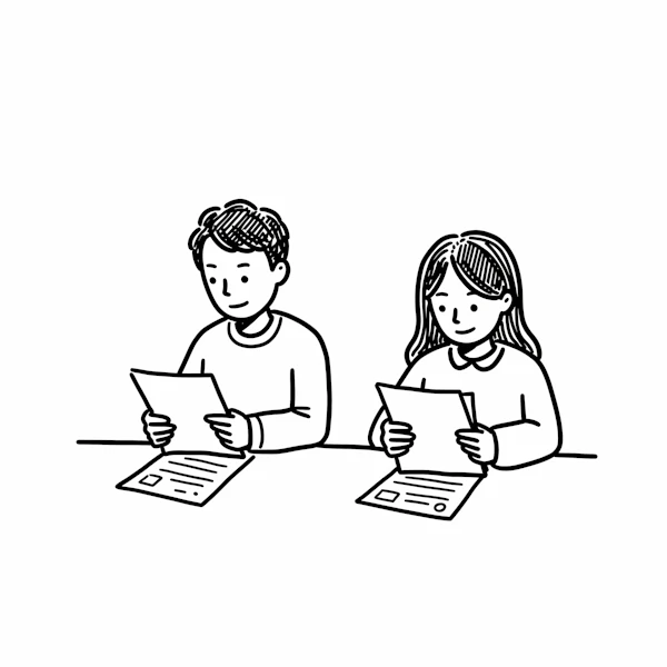 Line Art Reading Scene