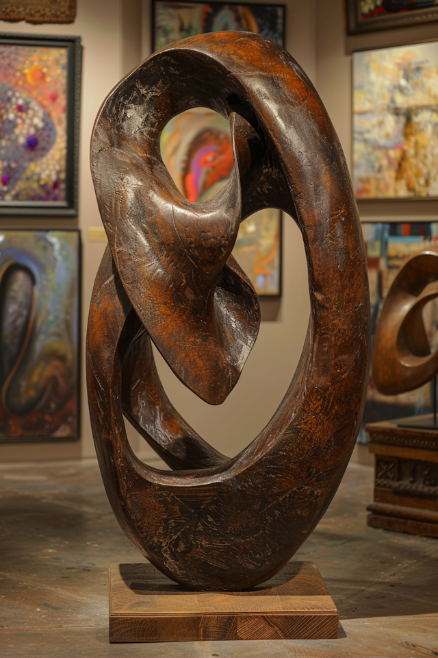 Bronze Abstract Sculpture in Art Gallery