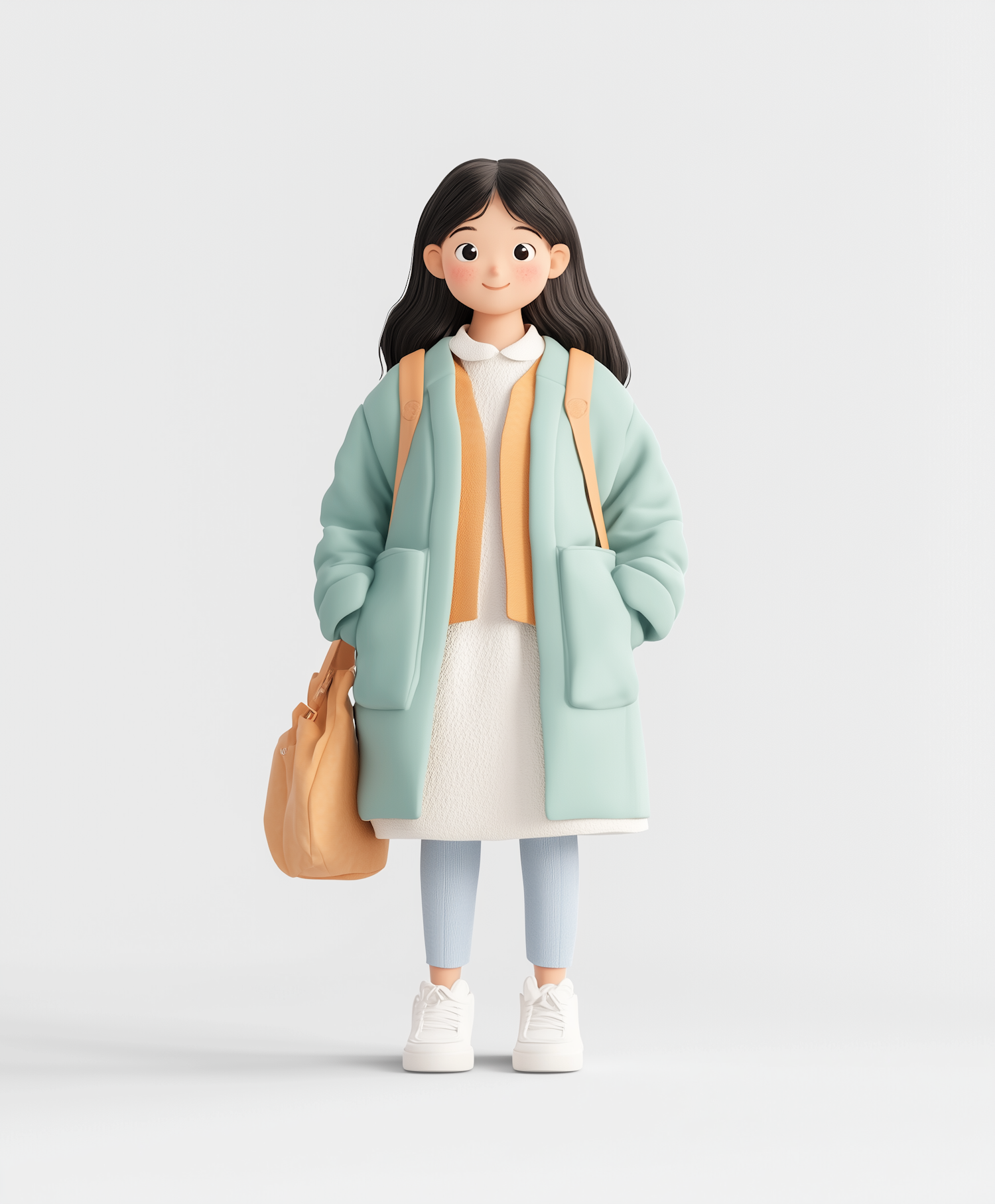 Stylized 3D Illustration of Fashionable Female Character