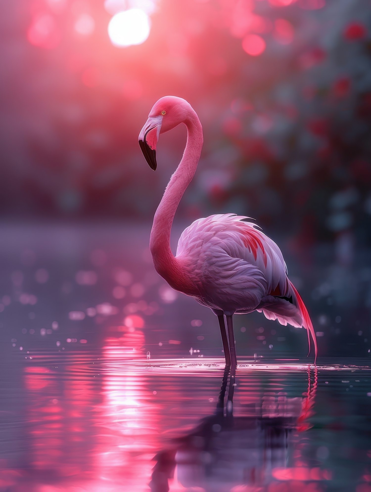 Elegant Flamingo in Tranquil Waters