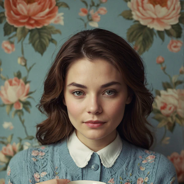 Woman with Floral Embroidery