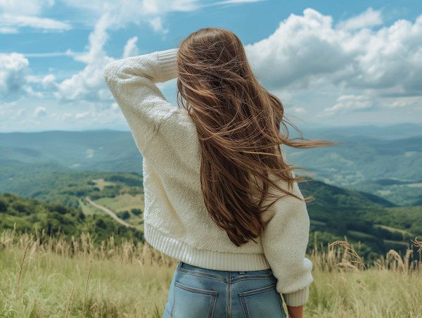 Serene Landscape with Young Woman