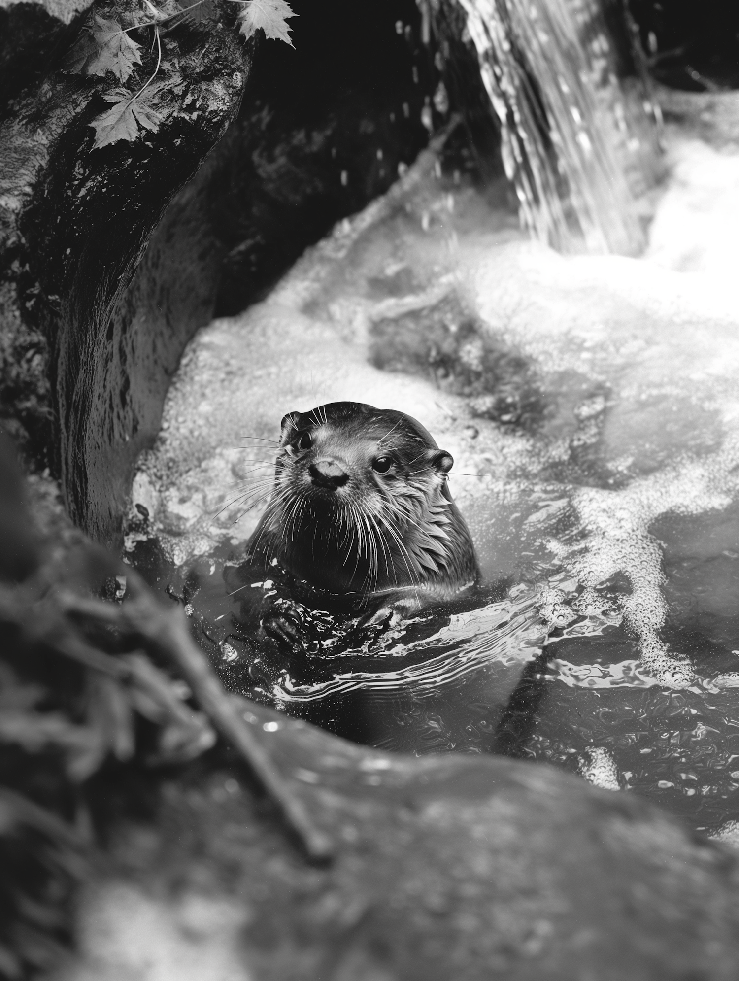 Serene Otter in Monochrome