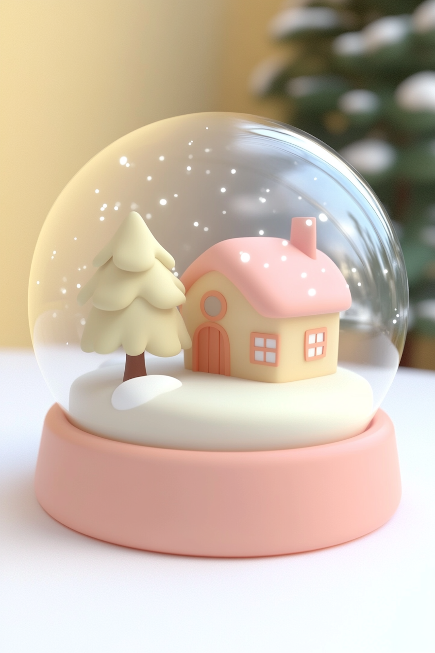 Charming Snow Globe with Pastel House