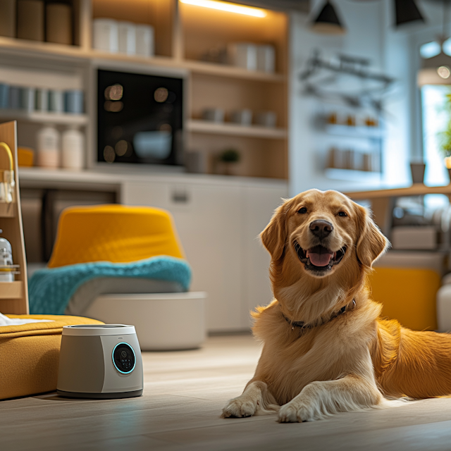 Golden Retriever in Modern Room