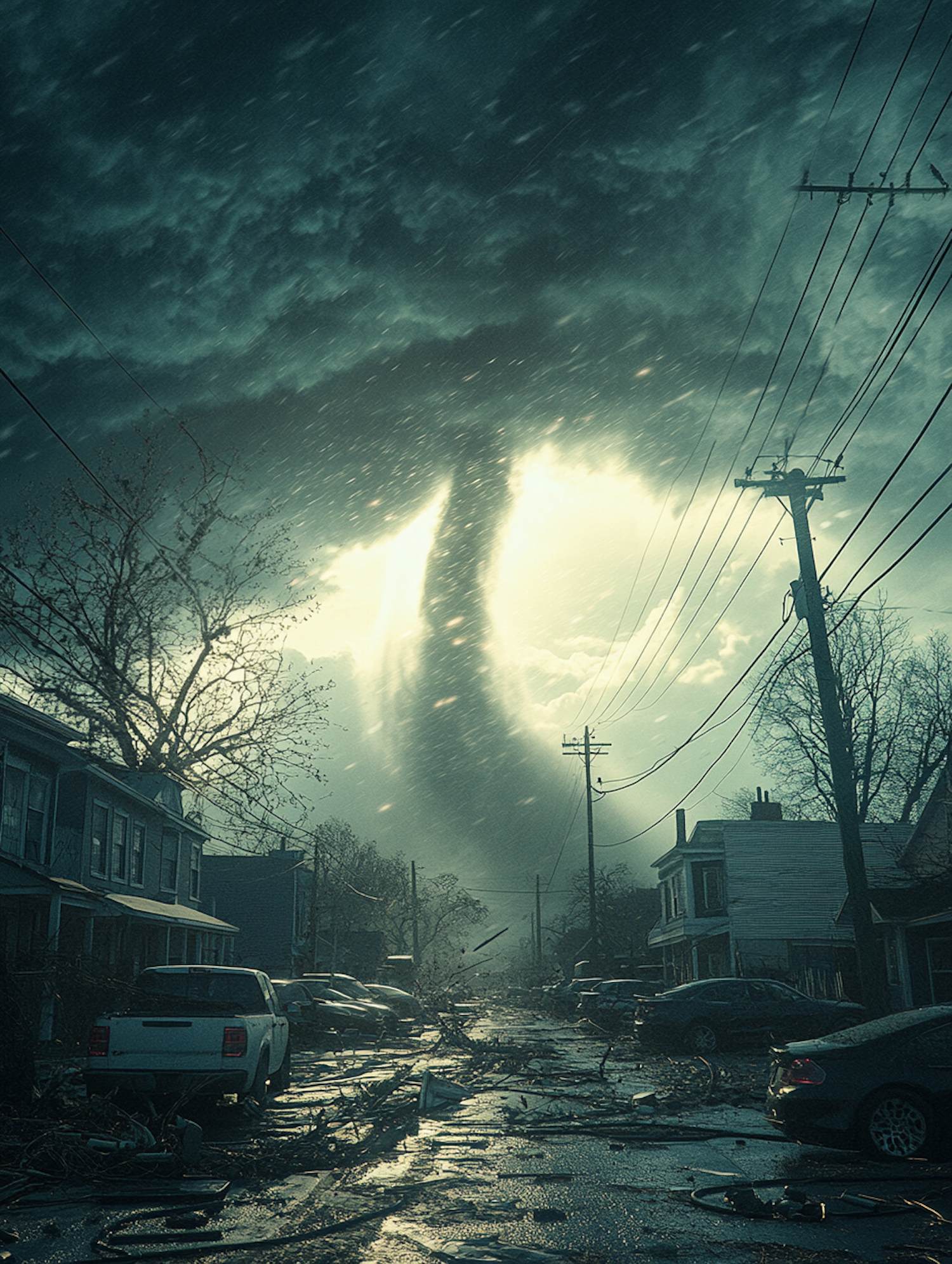 Tornado Over Suburban Street