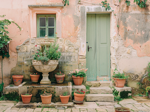 Serene Courtyard with Fountain