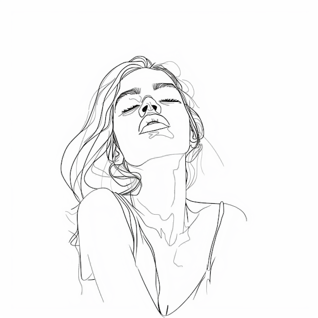 Minimalistic Line Drawing of a Woman